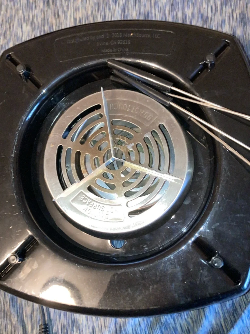 Black Electric Burner/Hot Plate with Stainless Steel Vent